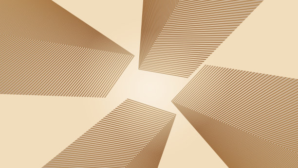 抬头看看由金色线条组成的抽象建筑。抽象几何形状。未来主义的背景设计。图片下载