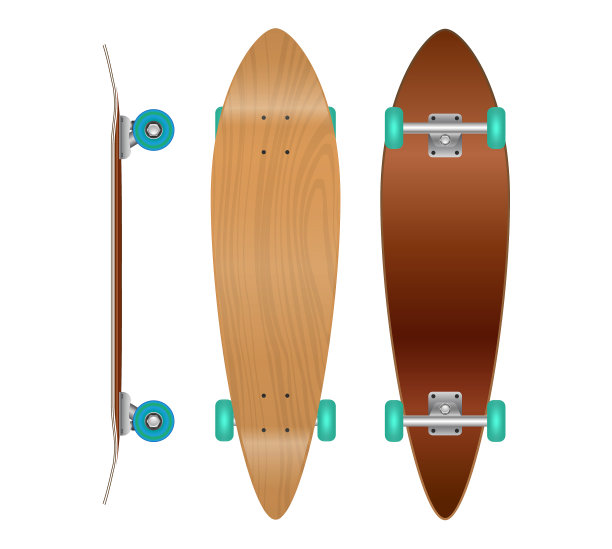 一套逼真的滑板甲板模板隔离。每股收益向量图片下载