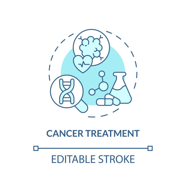 癌症治疗绿松石概念图标图片下载