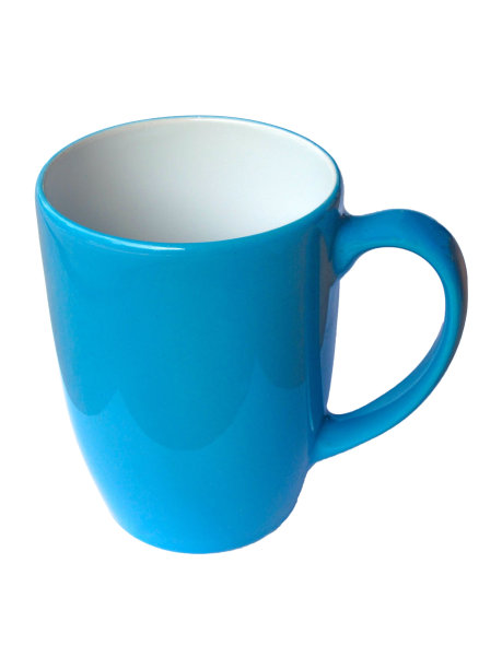 蓝色杯子隔离白色背景特写图片下载