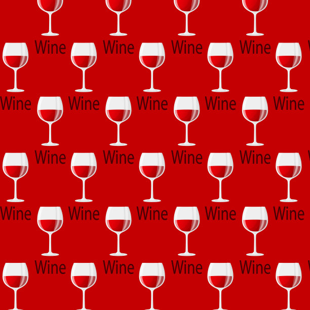 玻璃酒无缝图案。文本的葡萄酒。全国葡萄酒日。酒精饮料。用于海报、标识、标签、横幅、贴纸、产品包装设计等。矢量图图片下载