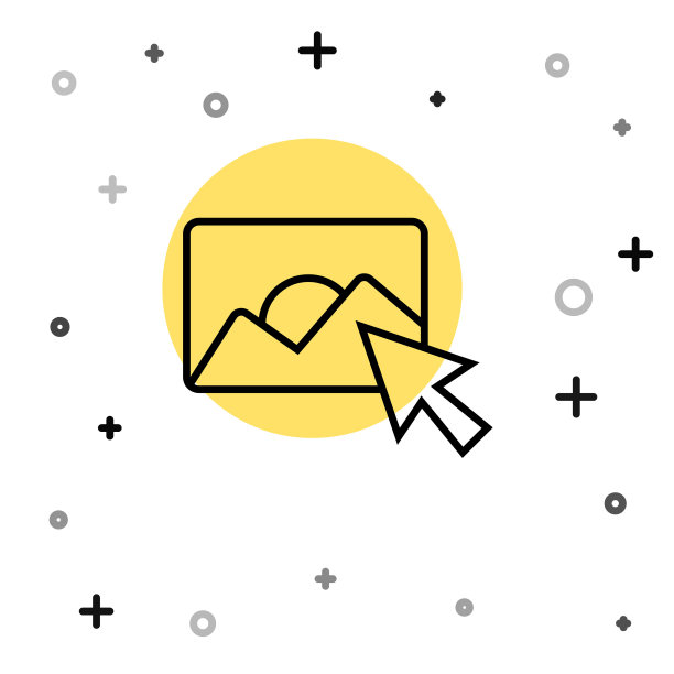 黑线照片修饰图标孤立的白色背景。摄影师，摄影，润饰图标。随机动态形状。向量图片下载