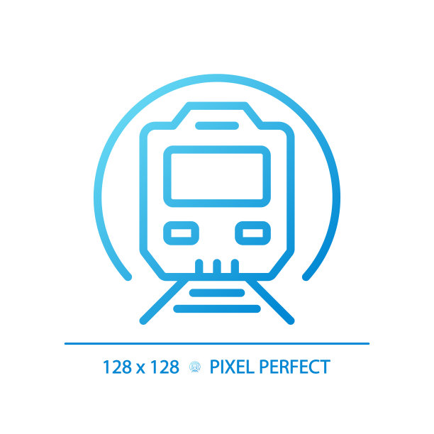 地铁列车像素完美梯度线性矢量图标图片下载