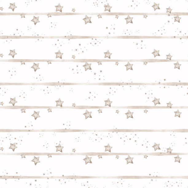 几何无缝图案与水彩条纹和星星图片下载