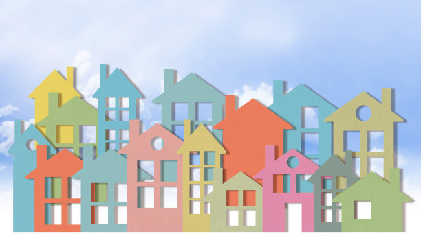 概念性城市景观与纸板建筑-概念图像图片下载