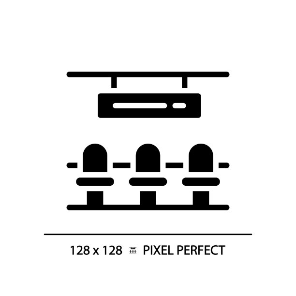 候车厅像素完美的黑色象形图标图片下载