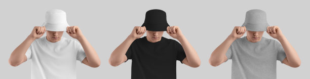 白色，黑色，石南巴拿马人的模型，拉直帽沿，孤立的背景。集图片下载