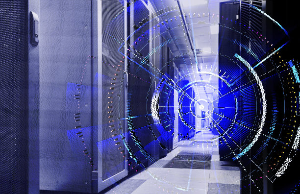 抽象可视化人工智能或大数据。数字技术概念:虚拟现实中的数据流。大数据中心内部现代化服务器机房图片下载