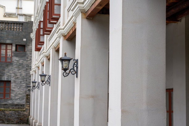 中国古代建筑拱廊建筑的局部特写图片下载