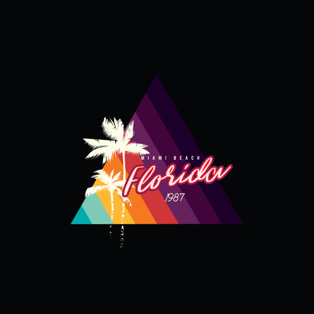 80年代风格的复古三角形日落图片下载