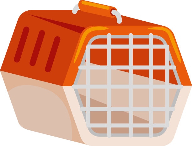 可爱的小狗背着宠物篮子图片下载