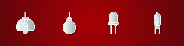 集吊灯，灯挂，发光二极管和图标。向量图片下载