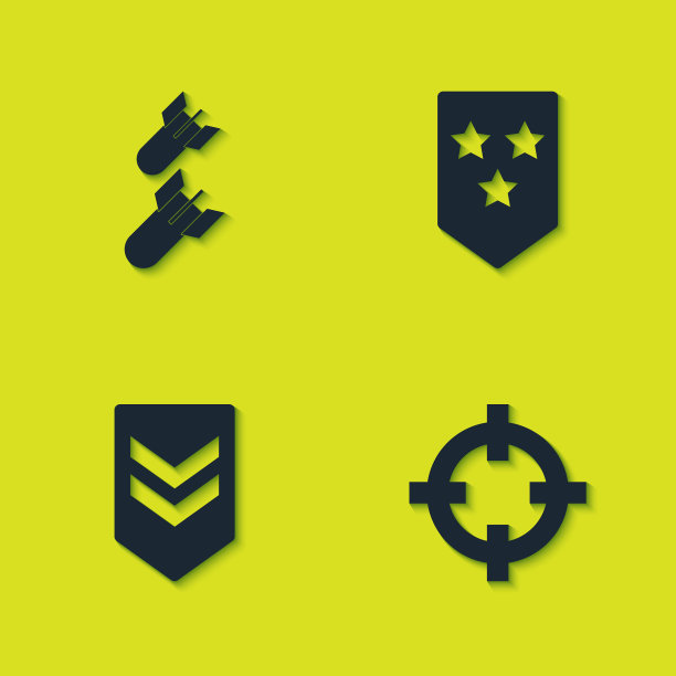 设置航空炸弹，目标体育，雪佛龙和图标。向量图片下载