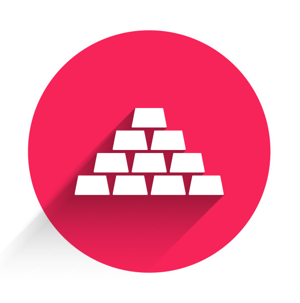 白色金条图标孤立的长阴影图片下载