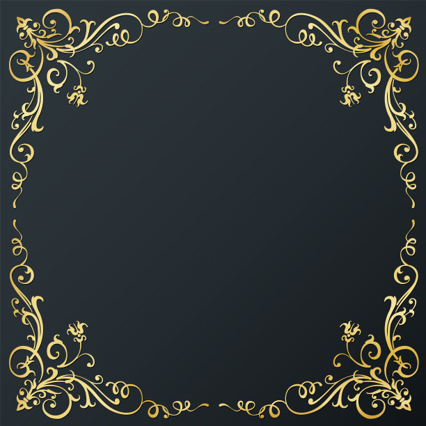 黑色背景上的书法边框和页面装饰矢量素材图片下载