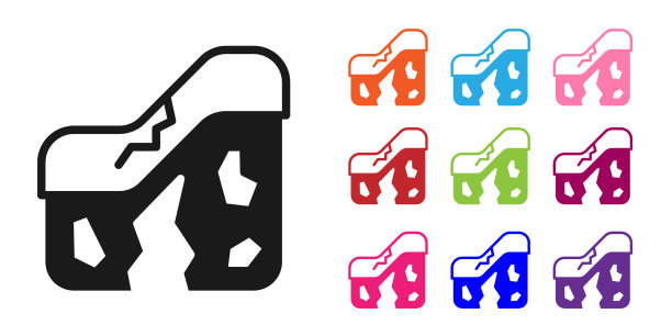 黑色地质断层图标孤立在白色图片下载