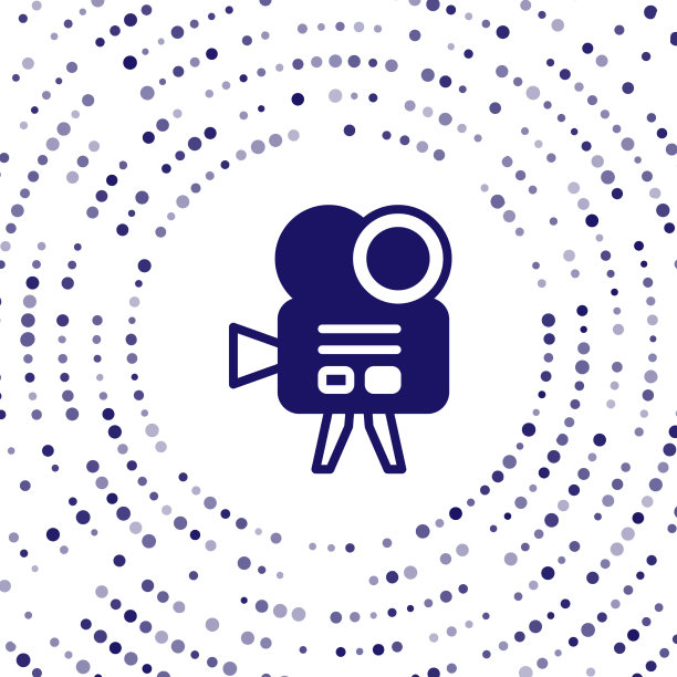 蓝色的复古电影相机图标孤立在白色图片下载