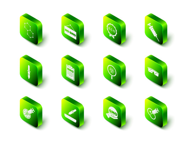 生态健康食品注射器设置无转基因标签图片下载