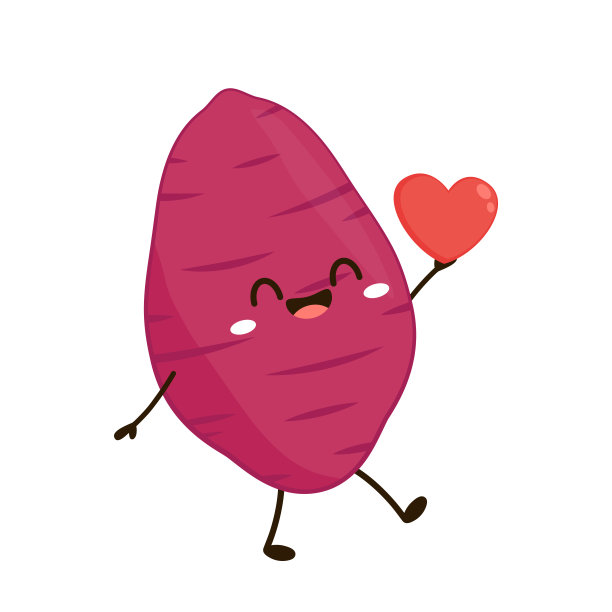 烤红薯。红薯卡通。红薯人物设计。图片下载