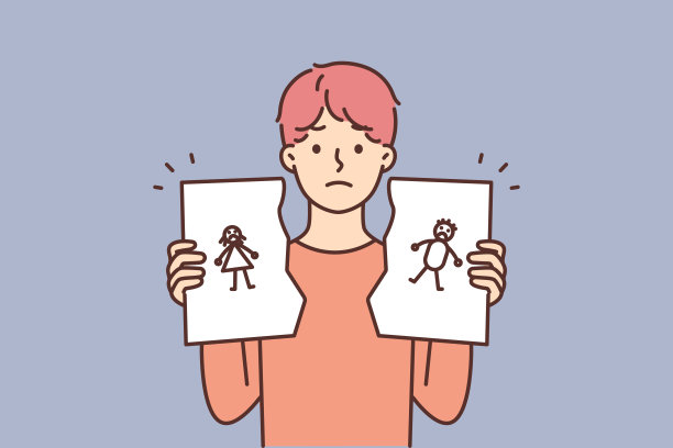 不开心的孩子拿着撕破的全家福图片下载