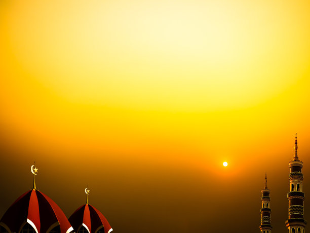 伊斯兰背景概念，清真寺穹顶日落，斋月宗教符号，日出黄昏，阿拉伯穆斯林圣，开斋节，新年穆哈拉姆·穆巴拉克图片下载
