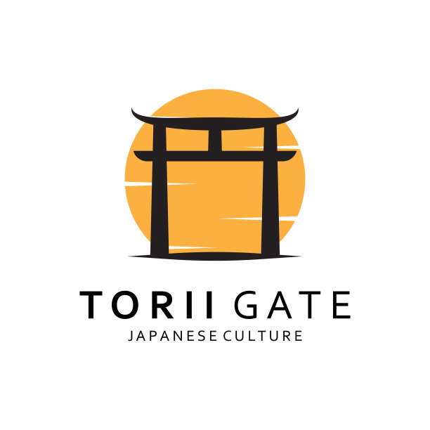 日本鸟居门设计矢量插图模板图片下载