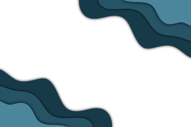 抽象背景与蓝色波浪在角落，数字插图剪纸风格图片下载