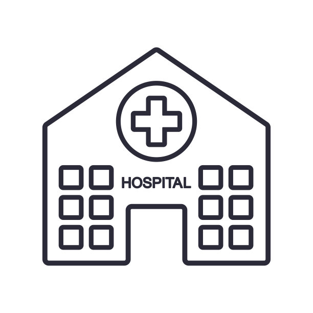 白色背景上的医院线路图标图片下载