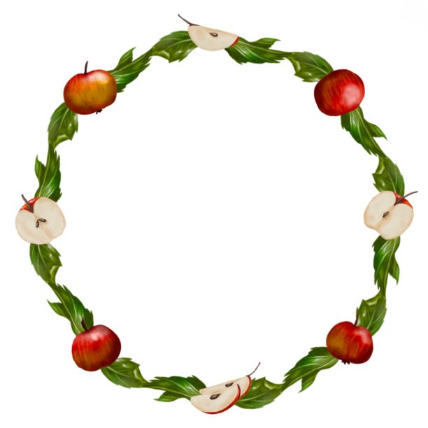 用红苹果和树叶编成花环图片下载