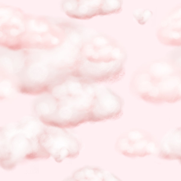 无缝图案与粉红色的云。多云的天空。优雅精致的背景情人节和儿童纺织品图片下载