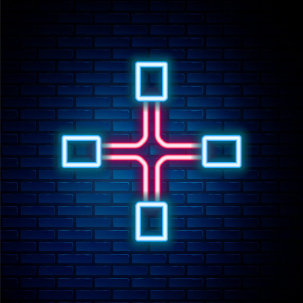 发光的霓虹灯线车轮扳手图标孤立的砖墙背景。轮支撑。色彩缤纷的轮廓概念。向量图片下载