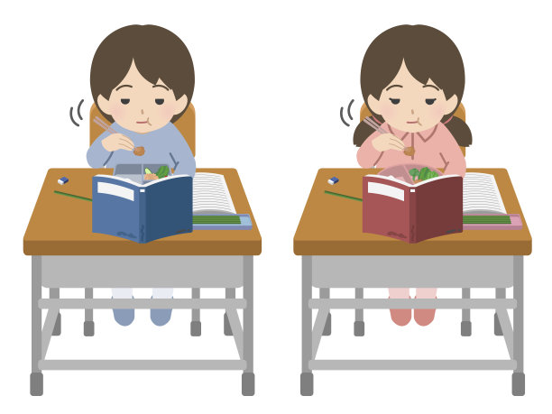男生女生躲在教室里吃午饭图片下载