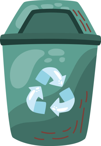 绿色容器上的回收标志图片下载