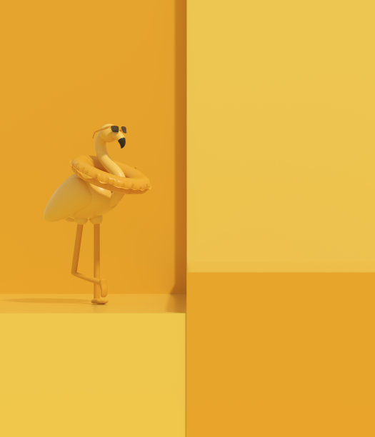 充气火烈鸟与太阳镜和游泳环在讲台上最小的夏季旅游假期背景图片下载