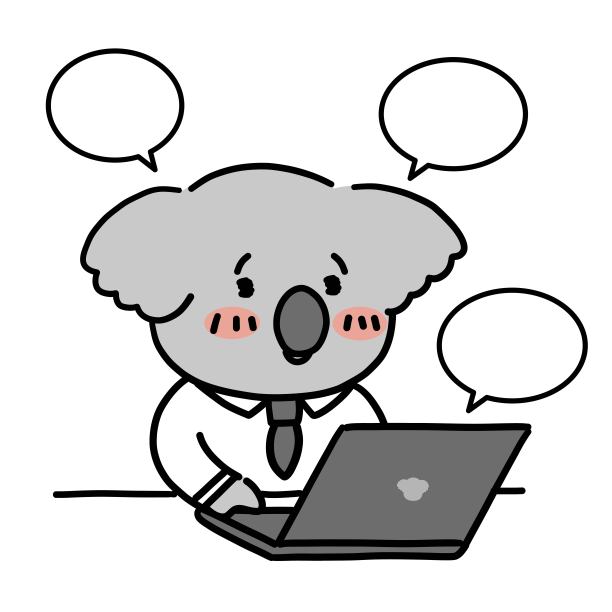 可爱的考拉在笔记本电脑上工作图片下载