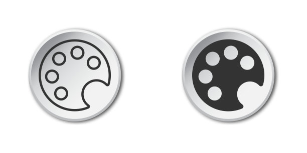 画家调色板图标。颜色改变图标。线性、平面和彩色设计。矢量插图。图片下载