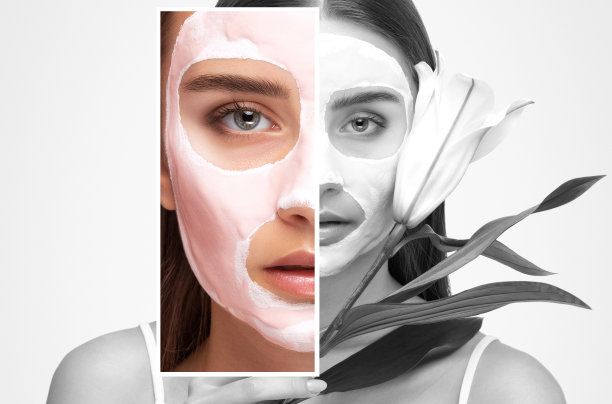 美容师为一位女士制作面膜，使她的皮肤恢复活力。面部和身体问题皮肤的美容治疗。图片下载