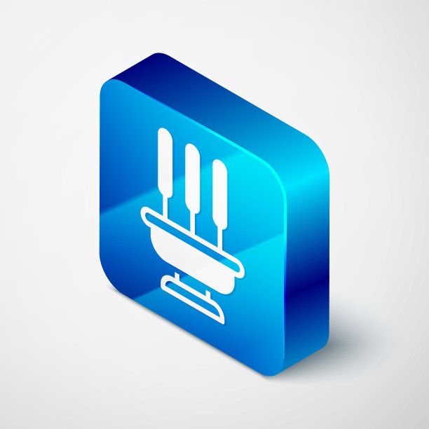 等长燃烧芳香的香棍图标孤立的灰色背景。蓝色方形按钮。向量图片下载