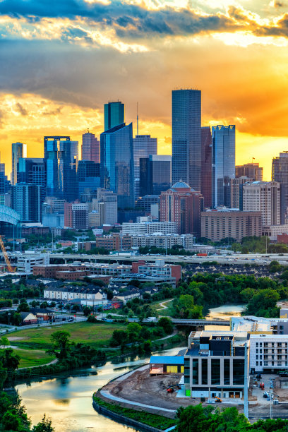 日落时的休斯顿天际线图片下载