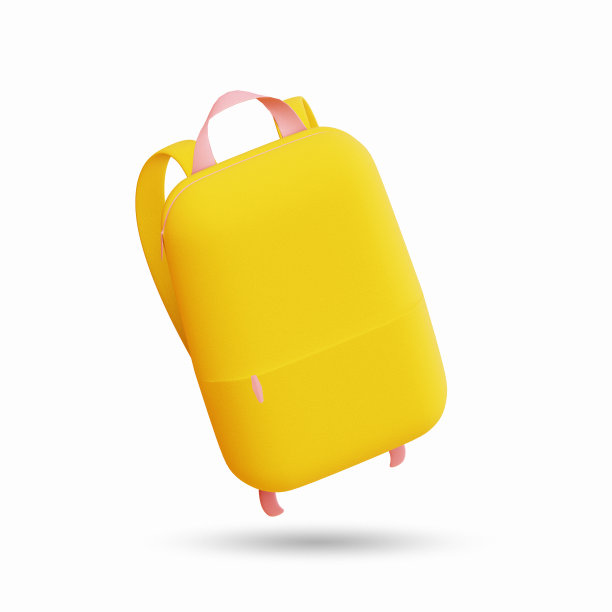 学校用品图标。书包。三维渲染图片下载