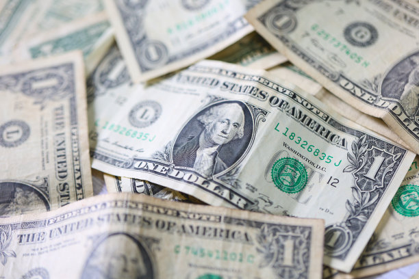 白底一美元钞票。特写照片。图片下载