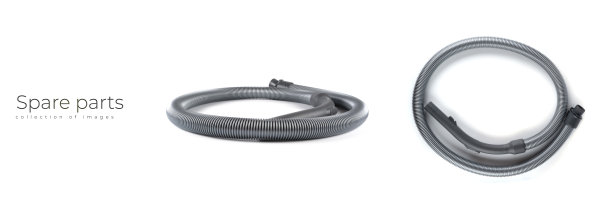 新吸尘器的备件和管道被隔离在白色背景上。真空吸尘器配件。图片下载