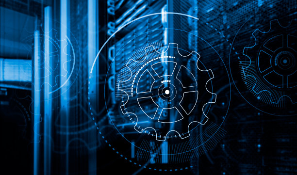 数据中心三维渲染数字控制和计算系统，数据中心超级计算机上的HUD全息图图片下载