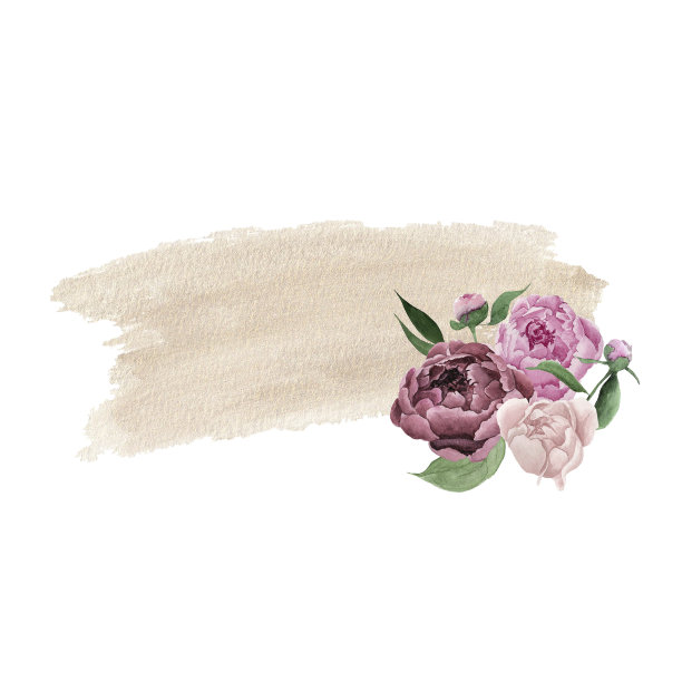 水彩画由牡丹、叶子和笔画组成。图片下载