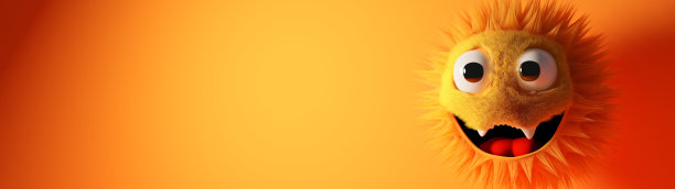 万圣节有趣的可爱和小怪物与橙色背景。3D渲染。图片下载