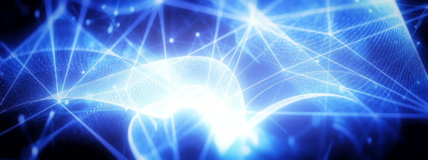 抽象背景与蓝色光线连接三角形图片下载