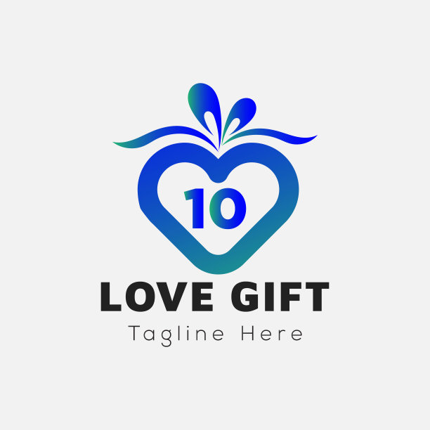 爱的礼物标志在信10模板。礼品上10个字母，初始礼品标志的概念图片下载