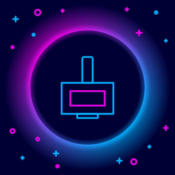 发光的霓虹线指甲油瓶图标孤立的黑色背景。色彩缤纷的轮廓概念。向量图片下载