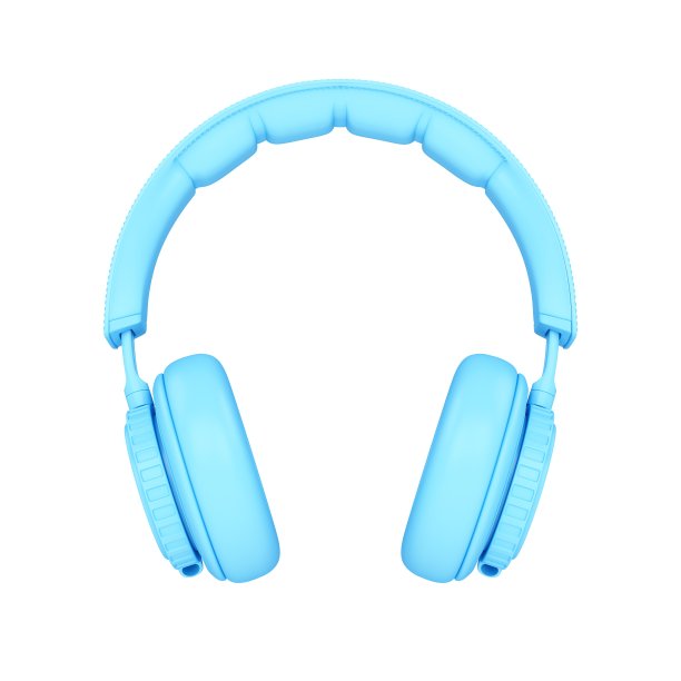 3D渲染蓝耳机隔离在白色背景图片下载