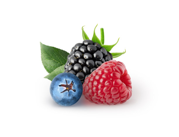 孤立的贝里。蓝莓，黑莓，覆盆子果实孤立的白色背景与剪辑路径图片下载